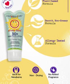 California Baby Summer Blend Broad Spectrum SPF 30+ Sunscreen Lotion - for Babies, Kids & Adults, Free of Added Fragrances, Common Allergens, and Irritants, Fragrance Free, Water Resistant, 2.9oz 14 81OtIXzVr0L