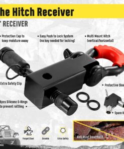 Motormic Tow Strap Recovery Kit – 3" x 30ft (30,000 lbs.) Rope + 2" Shackle Hitch Receiver + 5/8" Locking Pin + 3/4" D Ring Shackles with Safety Ring + Heavy Duty Bag - Off Road Pick Up Towing Complete Recovery Strap Kit 27 81Otsgsbs8L