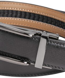 Marino Avenue Mens Genuine Leather Ratchet Dress Belt with Open Linxx Buckle Fissure - Deep Charcoal Adjustable from 28" to 44" Waist 8 81OuQTzLqEL