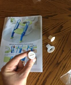 Potty Training Toilet Seat with Step Stool Ladder for Boys and Girls Baby Toddler Kid Children Toilet Training Seat Chair with Handles Padded Seat Non-Slip Wide Step (Blue Green) Blue+Green 68 81Ov1Gnf0WL