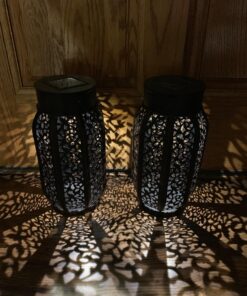 Maggift 2 Pack 10.6 Inch Hanging Solar Lights Outdoor Retro Hanging 20 Lumens Christmas Decorative Solar Lantern with Handle, Brown 2Pack-Retro Hanging Solar Lantern 39 81OvZSDqFhL