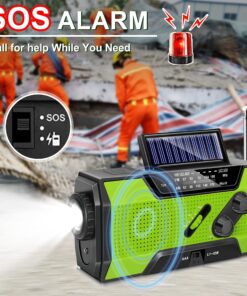 Emergency Crank Weather Radio, AM/FM/NOAA Hand Crank Portable Solar Radio with SOS Alarm, Battery Operated, LED Flashlight & Reading Lamping, 2000mAh Power Bank for Emergency Phone Charge Green 41 81OxRqN8ijL