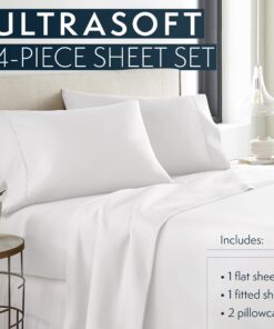 Alternative view of HC COLLECTION King Size Sheets Set - Bedding Sheets & Pillowcases w/ 16 inch Deep Pockets - Fade Resistant & Machine Washable - 4 Piece 1800 Series King Bed Sheet Sets – White