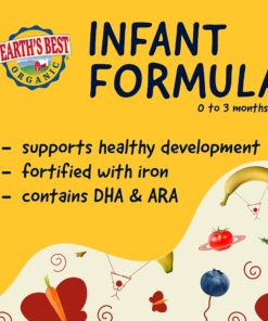 Earth's Best Organic Baby Formula for Babies 0-12 Months, Powdered Dairy Infant Formula with Iron, Omega-3 DHA, and Omega-6 ARA, 21 oz Formula Container 1.31 Pound (Pack of 1) 15 81OznKeS26L
