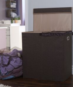 Alternative view of Household Essentials 5614 Double Hamper Laundry Sorter with Magnetic Lid, Brown Coffee Linen