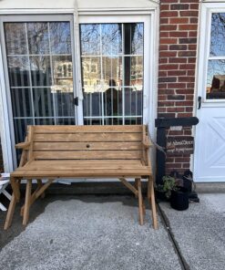 Best Choice Products 2-in-1 Transforming Interchangeable Outdoor Wooden Picnic Table Garden Bench for Backyard, Porch, Patio, Deck w/Umbrella Hole - Natural 54 81P0i0keWmL