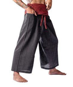 LannaPremium Thai Fisherman Pants for Men Women Yoga Pants 2 Tone - Martial Arts Pants Red Black 10 81P10AZo1gL