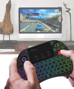 Mini Keyboard,Rii X8 Portable 2.4GHz Mini Wireless Keyboard Controller with Touchpad Mouse Combo,8 Colors RGB Backlit,Rechargeable Li-ion Battery for Google Android TV Box, PS3, PC, Pad,Nvidia Shield 28 81P1FkysF3L