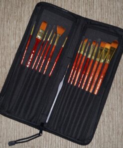 Santa Fe Art Supply Paint Brush Set W/Carrying Case-Organizer - 15+1 Professional Grade Wood Paintbrush Kit Perfect for Watercolor, Oil, Ink, Face - Creative Art Brushes & Craft Supplies for Artists 41 81P2SujPEqL