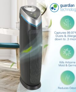 Alternative view of GermGuardian Air Purifier with HEPA 13 Filter, Removes 99.97% of Pollutants, Covers Large Room up to 915 Sq. Foot Room in 1 Hr, UV-C Light Helps Reduce Germs, Zero Ozone Verified, 28", Gray, AC5000E