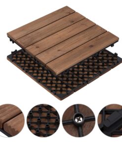 Yaheetech 27PCS Interlocking Patio Deck Tiles 12 x 12in Wood Floor Tiles Outdoor Flooring for Patio Garden Deck Poolside Brown Brown-straight 35 81P6tbsZ5LL