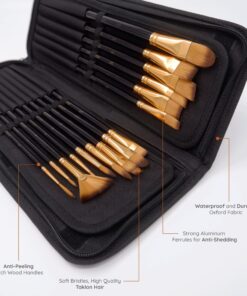 Alternative view of MyArtscape Paint Brushes - 15 Pc Brush Set for Watercolor, Acrylic, Oil & Face Painting | Long Handle Artist Paintbrushes with Travel Holder (Black) with Gifting Box | Premium Art Supplies Black