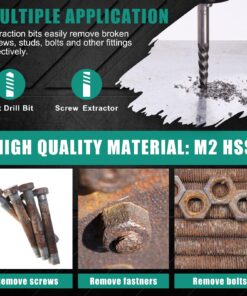 COMOWARE Screw Extractor & Left Hand Drill Bit Set- Broken Bolt Remover HSS M2, 10pcs with Metal Index Case 24 81P8uikbwjL 1