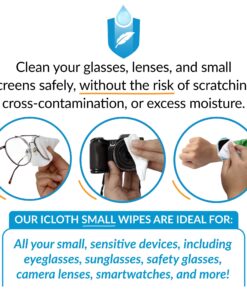 Alternative view of iCloth Lens Cleaning Wipes [5 x 3.5 Inches] Safe for All Screens, Electronics & Glasses. Streak & Lint Free, Individually Wrapped, 1 Wipe Can Clean Camera, Smartphone, and Pair of Glasses (100 Count) 100 Count