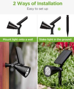 InnoGear Solar Lights for Outside, Solar Lights Outdoor Waterproof Solar Garden Yard Spot Lights Spotlight Pathway Landscape Lighting Wall Light Auto On/Off, Pack of 2 (White) White 40 81P9HtDf31L