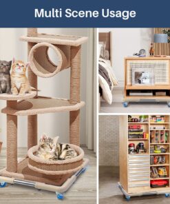 SPACECARE Mobile Roller with 4 Locking Wheels - Adjustable Furniture Dolly Washing Machine Stand Refrigerator Base Moving Cart Off White 34 81PArdHWJtL