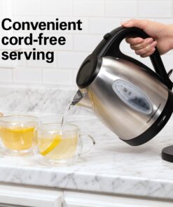 Hamilton Beach Electric Tea Kettle, Water Boiler & Heater, 1.7 Liter, Cordless Serving, 1500 Watts for Fast Boiling, Auto-Shutoff and Boil-Dry Protection, Stainless Steel (40880) 1.7 L 32 81PBRSvI6L