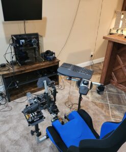 OpenWheeler GEN3 Racing Wheel Stand Cockpit Blue on Black | Fits All Logitech G923 | G29 | G920 | Thrustmaster | Fanatec Wheels | Compatible with Xbox One, PS4, PC Platforms 51 81PCcHI0VxL