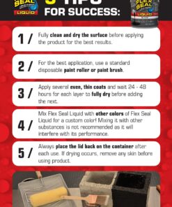 Flex Seal Liquid, 16 oz, Black, Liquid Rubber Coating Sealant, Waterproof, Flexible, Breathable, and UV Resistant, Roof Repair, Basements, RV, Campers, Trailers, Marine, EPDM, Masonry 26 81PH0y8gvL