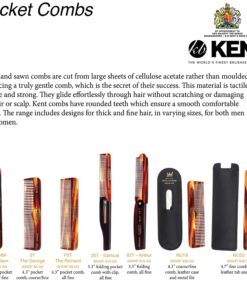 Kent Slim Jim Handmade All Fine Tooth Pocket Comb for Men, Hair Comb Straightener for Everyday Grooming Styling Hair, Mustache and Beard, Use Dry or with Balms, Saw Cut Hand Polished, Made in England 1 Pack 16 81PK42kiiCL