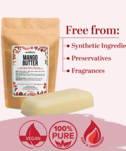 Better Shea Butter Raw Mango Butter - 100% Natural Mango Seed Butter - Skin and Hair Moisturizer - Use with Shea in DIY Whipped Body Butter, Mango Body Lotion, Lip Gloss and Soap Making, 8 oz Block Bar 8 Ounce (Pack of 1) 23 81PKfflToPL