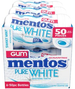 Alternative view of Mentos Pure White Sugar-Free Chewing Gum With Xylitol, Sweet Mint, Bulk, 50Piece Bottle (Pack Of 6)