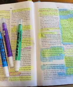 U.S. Office Supply Bible Safe Gel Highlighters, 6 Pack Set - 6 Different Bright Neon Fluorescent Highlight Colors Yellow, Orange, Pink, Purple, Green, Blue - Won't Bleed, Fade or Smear - Study Guide Multicolor (Pack of 6) 46 81PNR44RcRL