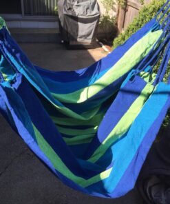 Hammock Sky Large Brazilian Hammock Chair Cotton Weave - Extra Long Bed - Hanging Chair for Yard, Bedroom, Porch, Indoor/Outdoor (Blue & Green) Blue & Green (Not Include Hanging Kit) 50 81PNlkLxq0L 1