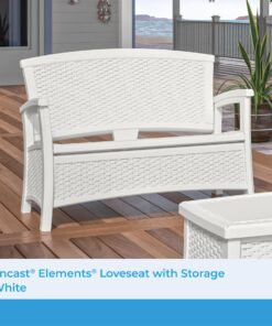 Suncast EMW8863250 Elements Loveseat with Storage-Lightweight, Resin, All-Weath, White 17 81PPxKHtuEL