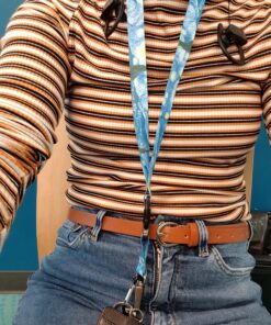 Vincent Van Gogh The Starry Night Print Lanyard with PU Leather ID Badge Holder Wallet with 3 Card Pockets, Safety Breakaway Clip & Matching Note Card. Gift of Carabiner Keychain Flashlight. Breakaway + Keychain Light 46 81PQFCQcJL