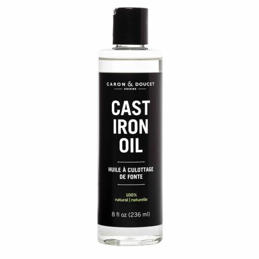 CARON & DOUCET - Cast Iron Seasoning & Cleaning Oil | 100% Plant-Based & Food Grade! | Best for Seasoning, Restoring, Curing and Care (8oz) 8 Fl Oz (Pack of 1)