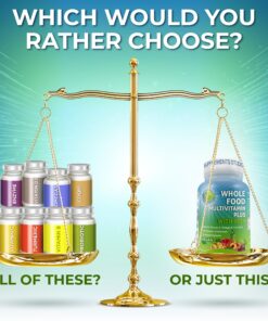 Vegan Whole Food Multivitamin with Iron, Daily Multivitamin for Women and Men, Made with Fruits & Vegetables, B-Complex, Probiotics, Enzymes, CoQ10, Omegas, Turmeric, Non-GMO, 90 Count 90 Count (Pack of 1) 22 81PSg4q3GzL