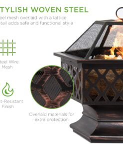 Alternative view of Best Choice Products Hex-Shaped 24in Steel Fire Pit, Black Metal Wood Burning Firepit, Portable Hexagon Fire Bowl for Outside, Patio, Backyard w/Flame-Retardant Mesh Lid