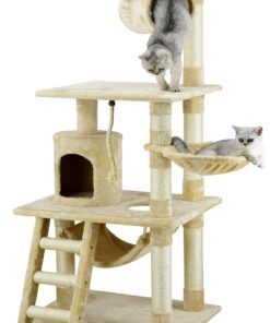 Go Pet Club Classic Cat Tree, Faux Fur Finish, Sisal Rope Scratcher, 62"H, Beige 34 81PT0EdjYCL