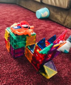 Children Hub 60pcs Magnetic Tiles Set - 3D Magnet Building Blocks - Premium Quality Educational Toys for Your Kids - Upgraded Version with Strong Magnets - Creativity, Imagination, Inspiration 23 81PVvRQJxkL