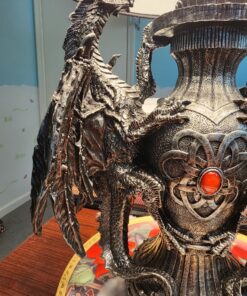 Zeckos Gothic Guardians of Light Medieval Dragons Resin Table Lamp - Dark Fantasy - 19 Inches High - with Black Fabric Tribal Dragon 13 Inch Diameter Lampshade 24 81PXaUXllxL