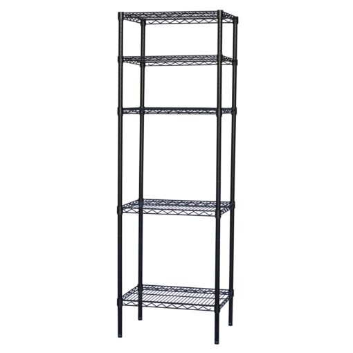 Shelving Inc. Black Wire Shelving with 5 Tier Shelves - 8" d x 36" w x 64" h, Weight Capacity 300lbs Per Shelf