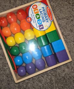 Melissa & Doug Primary Lacing Beads - Educational Toy With 30 Wooden Beads and 2 Laces - Beads For Toddlers, Fine Motor Skills Lacing Toys For Toddlers And Kids Ages 3+, 8inx8inx2in, Multi 32 81PcPNfeyL