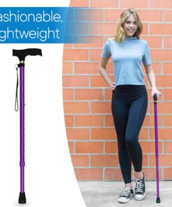 RMS Walking Cane - Adjustable Walking Stick - Lightweight Aluminum Offset Cane with Ergonomic Handle and Wrist Strap - Ideal Daily Living Aid for Limited Mobility Lavender 8 81PdKBLDSBL