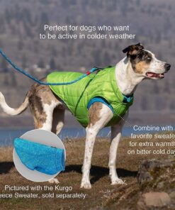 Kurgo Loft Dog Jacket, Reversible Dog Coat, Wear with Harness or Sweater, Water Resistant, Reflective, Winter Coat For Large Dogs (Coastal Blue, XL) Extra Large Coastal Blue/Orange 42 81PdYpz2kAL