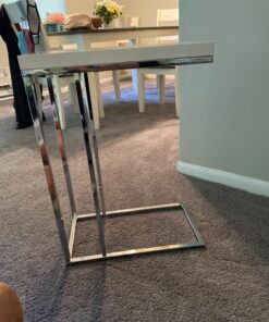 Monarch Specialties 3008, C-shaped, End, Side, Snack, Living Room, Bedroom, Laminate, White, Contemporary, Modern Accent Table-Glossy Chrome Metal, 10.25" L x 18.25" W x 25.25" H 45 81PeDJ7f9GL