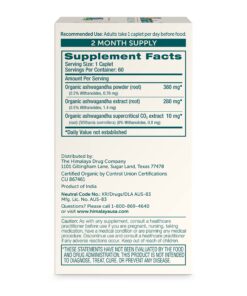 Himalaya Organic Ashwagandha, 60-Day Supply, Herbal Supplement for Stress Relief, Energy Support, Occasional Sleeplessness, USDA Certified Organic, Non-GMO, Vegan, Gluten Free, 670 mg, 60 Caplets 21 81PhoivovBL