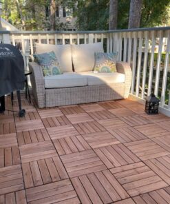 Yaheetech 27PCS Interlocking Patio Deck Tiles 12 x 12in Wood Floor Tiles Outdoor Flooring for Patio Garden Deck Poolside Brown Brown-straight 59 81PiHf2iSKL