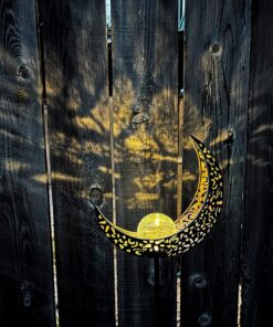 HOMEIMPRO Moon Solar Garden Lights Outdoor Stakes, Waterproof Crackle Glass Metal Decorative Lights for Lawn, Patio Accessories, Yard Decor, Christmas Gift (Bronze) 31 81Pij Nc8FL