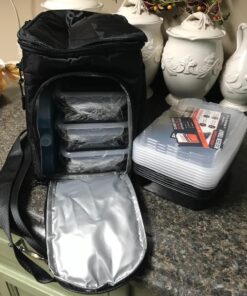 Evolutionize Meal Prep Insulated Lunch Bag - Meal Prep Cooler Bag Patented Lunch Box includes Portion Control Meal Prep Containers + Ice Pack (3 Meal, Black) 3 Meal Black/Black 45 81PinyBX9pL