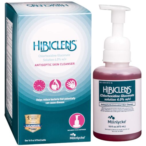 Hibiclens – Antimicrobial, Antiseptic Soap and Skin Cleanser – Foaming Pump Included – 16 oz – for Home and Hospital – 4% CHG