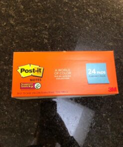 Post-it Super Sticky Notes, 3x3 in, 24 Pads, 2x the Sticking Power,Energy Boost Collection, Bright Colors (Orange, Pink, Blue, Green), Recyclable 60 81PlMjPQkqL
