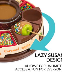 Nostalgia CCA5 Lazy Susan Chocolate & Caramel Apple Party with Heated Fondue Pot, 25 Sticks, Decorating and Toppings Trays 16 81PlmkL1oqL 1