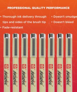 SAKURA Pigma Micron Brush Pens - Archival Black and Colored Ink Pens - Pens for Writing, Drawing, or Journaling - Black and Assorted Colored Ink - Brush Nibs - 8 Pack 8 Color Set Colors May Vary 25 81PnGGxBUJL