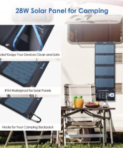 Solar Panels Charger with Digital Ammeter, BigBlue 28W SunPower Camping Solar Panel, Dual USB(5V/4A Overall), IPX4 Waterproof, Compatible with iPhone 13/11/Xs/X/8/7, iPad, Samsung Galaxy, Google Pixel Blue 43 81PnzecC 0L